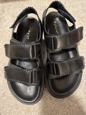 Maguire Black Leather Velcro Strap Sandals EU 38 US 7.5-8